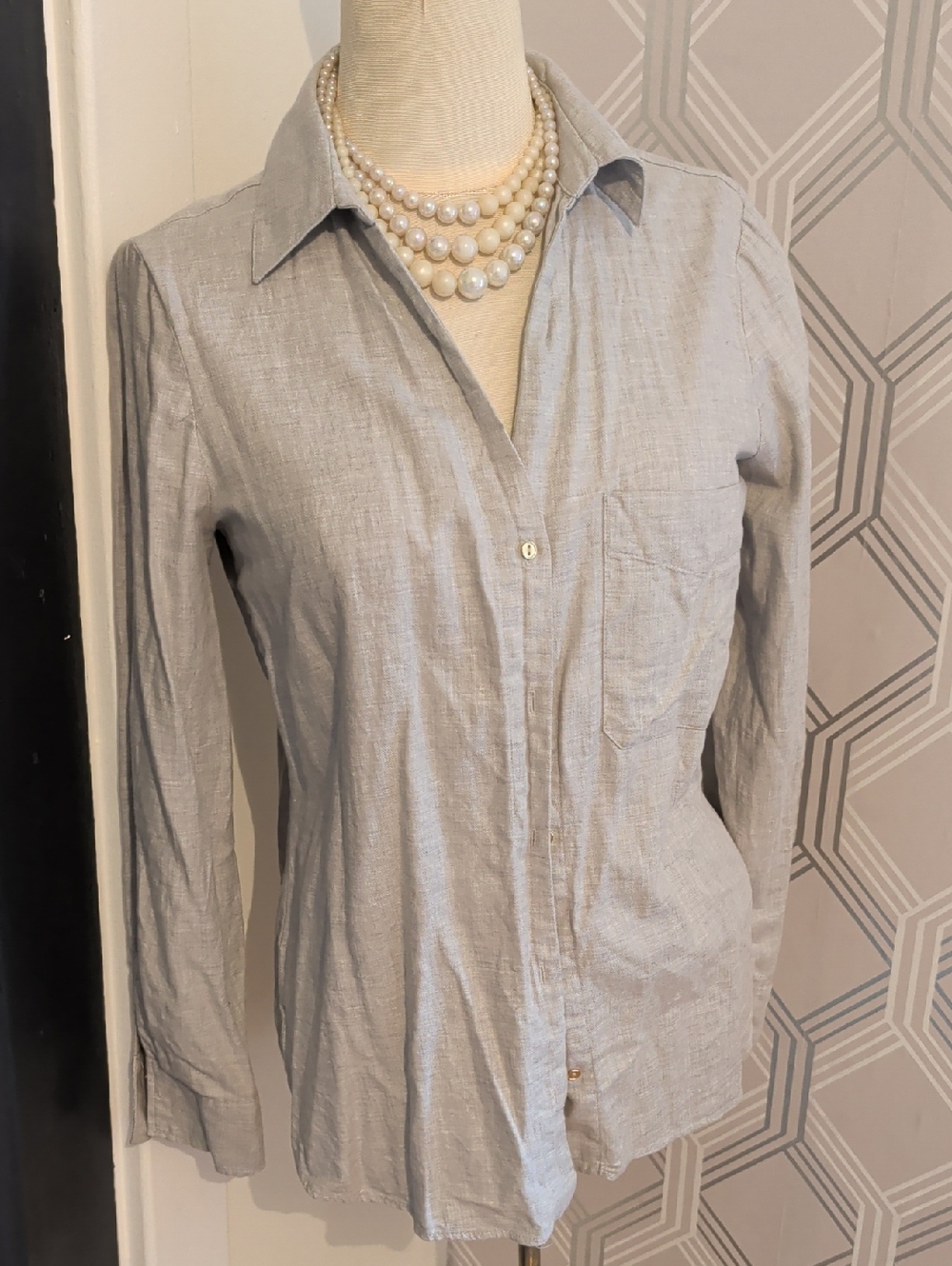 Zara Light Gray Linen-Texture Shirt